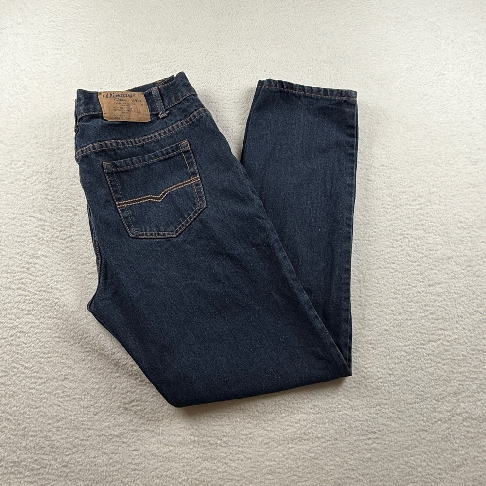 Vintage Genes 1891 Lived In Denim Jeans Mens W34 L32 Dark Wash‎ Slim Fit